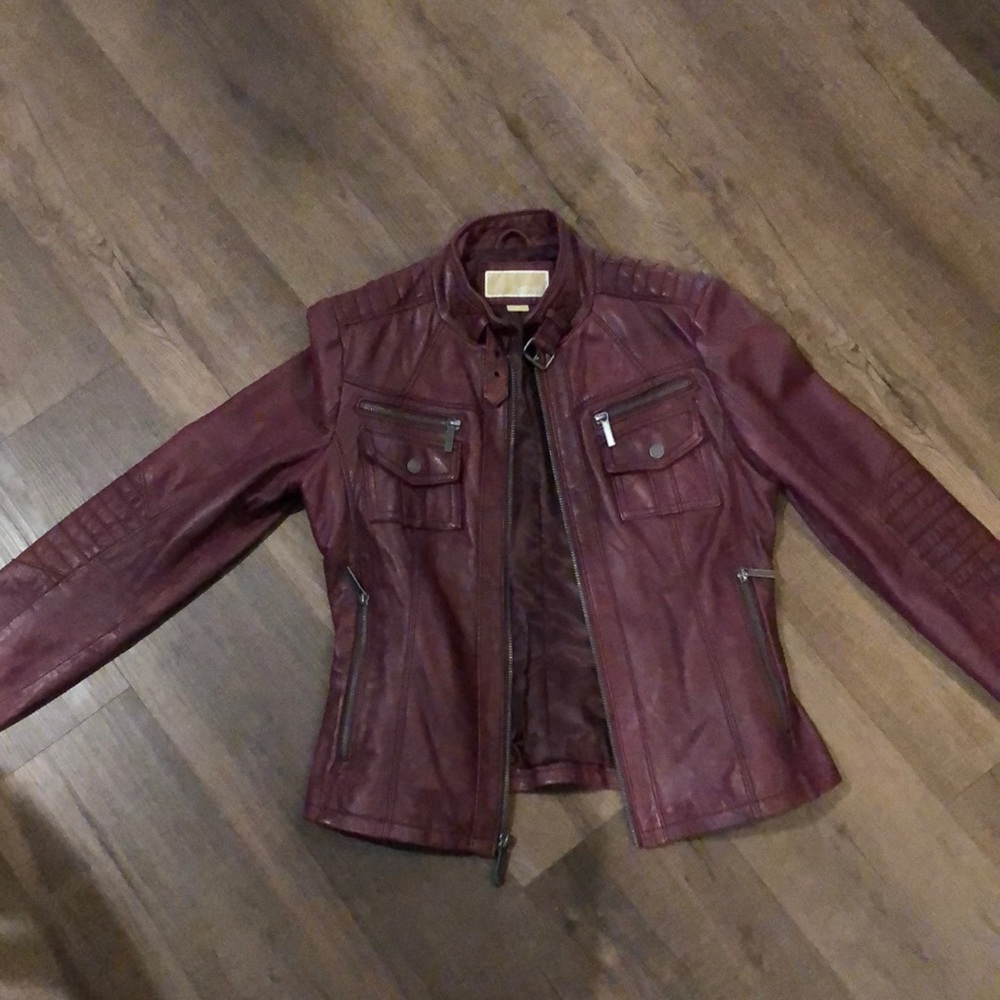 Michael Kors Burgundy Leather Jacket